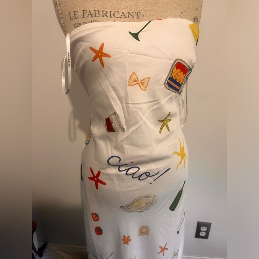 For Love & Lemons White Strapless Maxi Dress with Multicolor Print - Picture 3 of 5